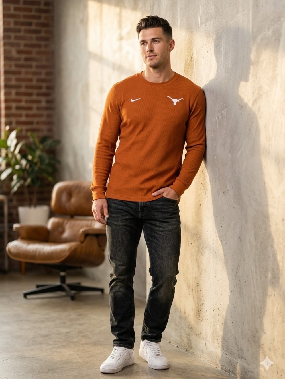 Nike Longhorns Orange Crewneck Sweatshirt with White Logos